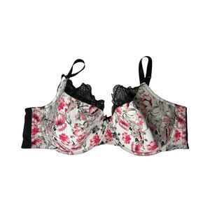 Cacique Lane Bryant floral print lightly lined French balconette bra 44F 44DDD